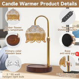 Candle Warmer Lamp Flower Candle Lamp with Timer,Adjustable Height Flameless Wax Warmer Lamp,Home Decor Electric Heating Warmer Lamp for Jar Candles  two bulbs