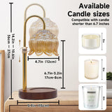 Candle Warmer Lamp Flower Candle Lamp with Timer,Adjustable Height Flameless Wax Warmer Lamp,Home Decor Electric Heating Warmer Lamp for Jar Candles  two bulbs