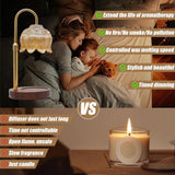 Candle Warmer Lamp Flower Candle Lamp with Timer,Adjustable Height Flameless Wax Warmer Lamp,Home Decor Electric Heating Warmer Lamp for Jar Candles  two bulbs