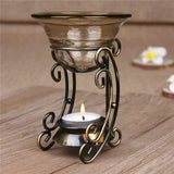 YTYKINOY Bronze Vintage Metal Tea Light Tealight Candle Holder Wax Warmer Aromatherapy Essential Oil Burner (Style 1)