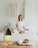 Candle Warmer Lamp for Jar Candles, Black Modern Electric Dimmable Candle Melter Lamps with 1 Balsam & Cedar Scented Candle, Ideal for Home Decor, 2 Bulb and 1 Candle Included