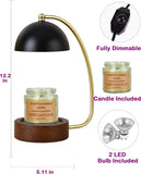 Candle Warmer Lamp for Jar Candles, Black Modern Electric Dimmable Candle Melter Lamps with 1 Balsam & Cedar Scented Candle, Ideal for Home Decor, 2 Bulb and 1 Candle Included