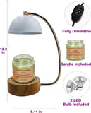 Candle Warmer Lamp for Jar Candles, Black Modern Electric Dimmable Candle Melter Lamps with 1 Balsam & Cedar Scented Candle, Ideal for Home Decor, 2 Bulb and 1 Candle Included