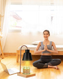 Candle Warmer Lamp for Jar Candles, Black Modern Electric Dimmable Candle Melter Lamps with 1 Balsam & Cedar Scented Candle, Ideal for Home Decor, 2 Bulb and 1 Candle Included