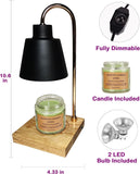 Candle Warmer Lamp for Jar Candles, Black Modern Electric Dimmable Candle Melter Lamps with 1 Balsam & Cedar Scented Candle, Ideal for Home Decor, 2 Bulb and 1 Candle Included