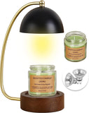 Candle Warmer Lamp for Jar Candles, Black Modern Electric Dimmable Candle Melter Lamps with 1 Balsam & Cedar Scented Candle, Ideal for Home Decor, 2 Bulb and 1 Candle Included