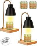 Candle Warmer Lamp for Jar Candles, Black Modern Electric Dimmable Candle Melter Lamps with 1 Balsam & Cedar Scented Candle, Ideal for Home Decor, 2 Bulb and 1 Candle Included