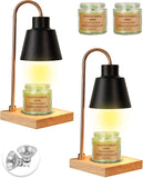 Candle Warmer Lamp for Jar Candles, Black Modern Electric Dimmable Candle Melter Lamps with 1 Balsam & Cedar Scented Candle, Ideal for Home Decor, 2 Bulb and 1 Candle Included