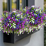 Artificial Flowers for Outdoors Fake Plants - 12 (Mixed, 3 Colors Magenta Purple White) no fade