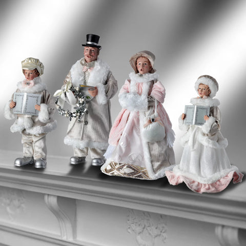 Four Carolers Resin Construction Each Measures 13" H to 16" H