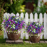 Artificial Flowers for Outdoors Fake Plants - 12 (Mixed, 3 Colors Magenta Purple White) no fade