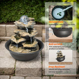 Rock Tabletop Indoor Fountain with LED Lights-8.3"H, Desktop Waterfall Fountains - Plug, Humidifier for Living Room, Office, Bedroom