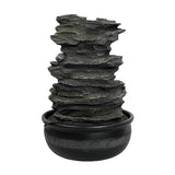 15.7” High Rock Falls Tabletop Water Fountain with LED Lights - Indoor 5-Tier Cascading Fountain for Home and Office Decor (Gray_3, 15.7" high)