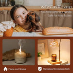 Candle Warmer Lamp with Timer: Flower Candle Warmers with 2 Bulbs Gold Height Adjustable Candle Lamps Home Bedroom Decor House Warming Gift Mothers Day Mom Gift for Women