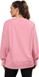 Womens Oversized Crewneck Sweatshirt Side Slit Long Sleeve Pullover Slouchy Fit Tops