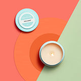 Capri Blue Volcano Printed Travel Tin Jar Candle Soy Wax Blend - Scented with Tropical & Fruity Fragrance (Aqua Color, 8.5 oz)