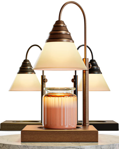 Candle Warmer Lamp, Height Adjustable for Yankee Candle Jar & 3 Wick Large Jars, Soot-Free Scent Release - Dimmable Candle Lamp, Melter for Scented Candle, 110-120V (Rosegold, Dimmer)