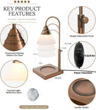 Candle Warmer Lamp, Height Adjustable for Yankee Candle Jar & 3 Wick Large Jars, Soot-Free Scent Release - Dimmable Candle Lamp, Melter for Scented Candle, 110-120V (Rosegold, Dimmer)