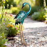Crane Garden Statues, Metal Garden Crane Outdoor, Blue Heron Sculpture Metal Yard Art, Large Heron Decoy, Bird Statues, Lawn Ornaments for Backyard Pond Patio Porch Outside Decorations
