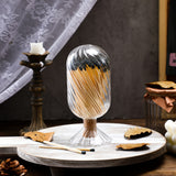 Helix Shaped Glass Matches Cloche Decorative For 4 Inch Candle Matches Trendy Fireplace Display Decor, Not Include Matches (Clear, 2.95 X 6.1 Inches)