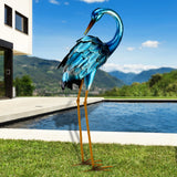 Crane Garden Statues, Metal Garden Crane Outdoor, Blue Heron Sculpture Metal Yard Art, Large Heron Decoy, Bird Statues, Lawn Ornaments for Backyard Pond Patio Porch Outside Decorations