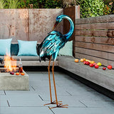 Crane Garden Statues, Metal Garden Crane Outdoor, Blue Heron Sculpture Metal Yard Art, Large Heron Decoy, Bird Statues, Lawn Ornaments for Backyard Pond Patio Porch Outside Decorations
