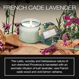 Voluspa French Cade Lavender, Petite Candle Jar, 3.2 oz, 25 Hour Burn Time, Coconut Wax for Clean Burning, Handcrafted in the USA