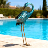 Crane Garden Statues, Metal Garden Crane Outdoor, Blue Heron Sculpture Metal Yard Art, Large Heron Decoy, Bird Statues, Lawn Ornaments for Backyard Pond Patio Porch Outside Decorations