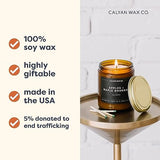 Smoke & Leather Scented Candle - 57 Hour Burn Non Toxic Soy Wax Candles - 7.2oz