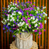 Artificial Flowers for Outdoors Fake Plants - 12 (Mixed, 3 Colors Magenta Purple White) no fade