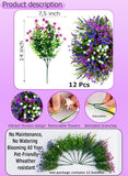 Artificial Flowers for Outdoors Fake Plants - 12 (Mixed, 3 Colors Magenta Purple White) no fade