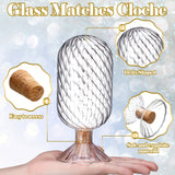 Helix Shaped Glass Matches Cloche Decorative For 4 Inch Candle Matches Trendy Fireplace Display Decor, Not Include Matches (Clear, 2.95 X 6.1 Inches)
