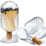 Helix Shaped Glass Matches Cloche Decorative For 4 Inch Candle Matches Trendy Fireplace Display Decor, Not Include Matches (Clear, 2.95 X 6.1 Inches)