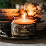 Scented Texas Candle Long Lasting Candles Luxury Mens Gifts Hand Poured Notes of Amber, Oakmoss, Vetiver 60 Hour Burn 16oz (Texas Live in Concert)