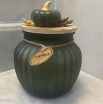 Pumpkin Sage Candle Pumpkin Shape with Beautiful Wooden Lid and Ceramic Pumpkin on lid