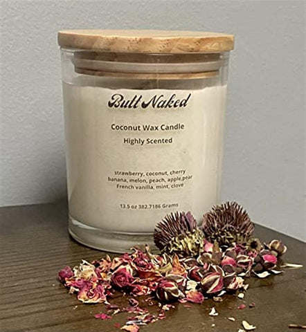 Butt Naked Candle 13.5 oz - A Saucy Tropical Blend of Melons, Strawberries, Pears and Fresh Green Apples. Summer