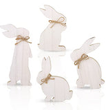 Easter Decorations for The Home, 4 pcs Easter Bunny Natural Wooden