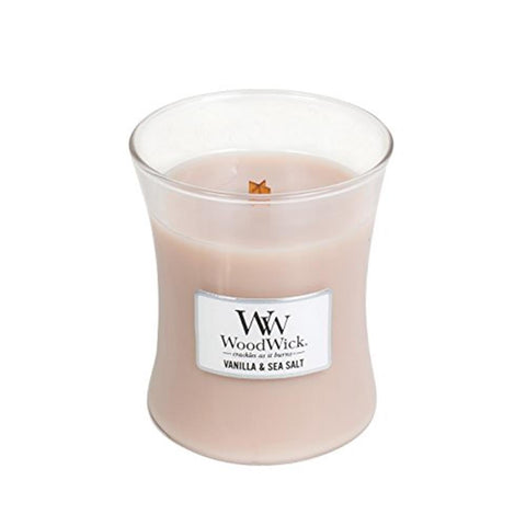 WoodWick Vanilla & SEA Salt, Highly Scented Candle, Classic Hourglass Jar, Medium 4-inch, 9.7 oz