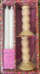 Candle Gift Set 4 Wax Tapers 2 Holders in Gift Box
