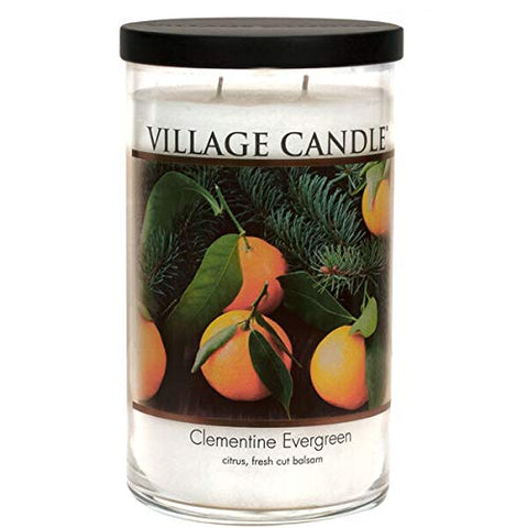 Village Candle Clementine Evergreen, Large Tumbler Scented Candle, 19 oz, White