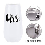 2 Pack Wine with Lid, Mr. and Mrs. Wine Gifts for Wedding Engagement, 6 Oz,