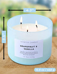 Grapefruit Vanilla Stress Relief Aromatherapy Candle with Berries, Bergamot, Rose | Highly Scented Candles for Men & Women 15.8 oz | Large 3-Wick Candle | Natural Soy Candles for Home | Spring Candles