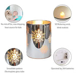 Christmas Flameless Snowflake Candle, Battery Candle Timer&Remot Pillar Candle Set of 3