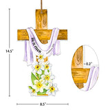 He is Risen Door Sign 8.5"x14.5" Religious Easter Door Decorations Easter Crosss Spring