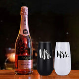 2 Pack Wine with Lid, Mr. and Mrs. Wine Gifts for Wedding Engagement, 6 Oz,