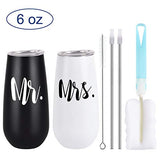 2 Pack Wine with Lid, Mr. and Mrs. Wine Gifts for Wedding Engagement, 6 Oz,