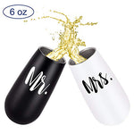 2 Pack Wine with Lid, Mr. and Mrs. Wine Gifts for Wedding Engagement, 6 Oz,