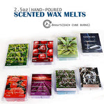 Scented Wax Melts -Set of 8 (2.5 oz) Assorted Wax  Cubes/Tarts- Apple, Aloe, Green Tea, Sandalwood, Rose, Vanilla, Jasmine, Lavender