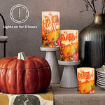 FLAVCHARM Fall Decor Flameless Candles Pumpkin Glitter Decal Desgin Real Wax Flickering LED Candles Autumn Harvest Battery Operated Candles with Remote Timer Thanksgiving Table Decorations for Home