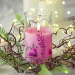 Hummingbird Pink Floral Glass Flameless Candles Remote, 3 Pack LED Battery Candles